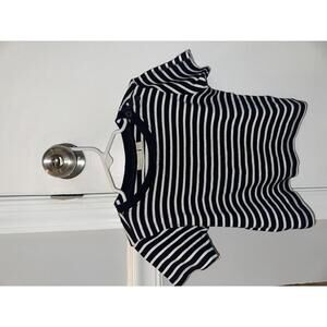 JoJo Maman Bébé Navy and White Striped T-Shirt - 2 Years